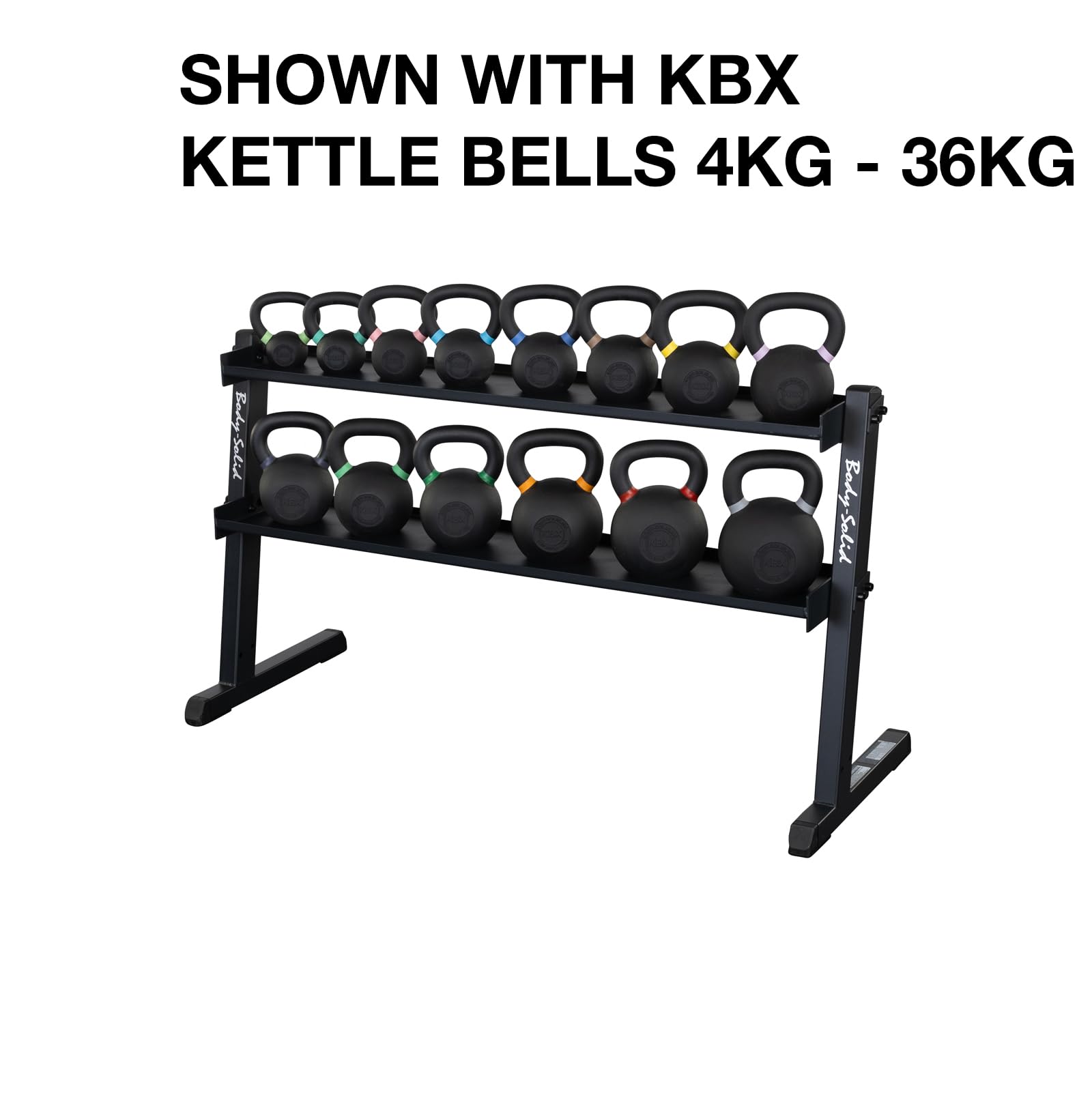 Body Solid (GKR60) 2-Tier Kettlebell Rack, 1000lb Weight Stand Storage, Commercial and Home Gym Strength Training Organizer