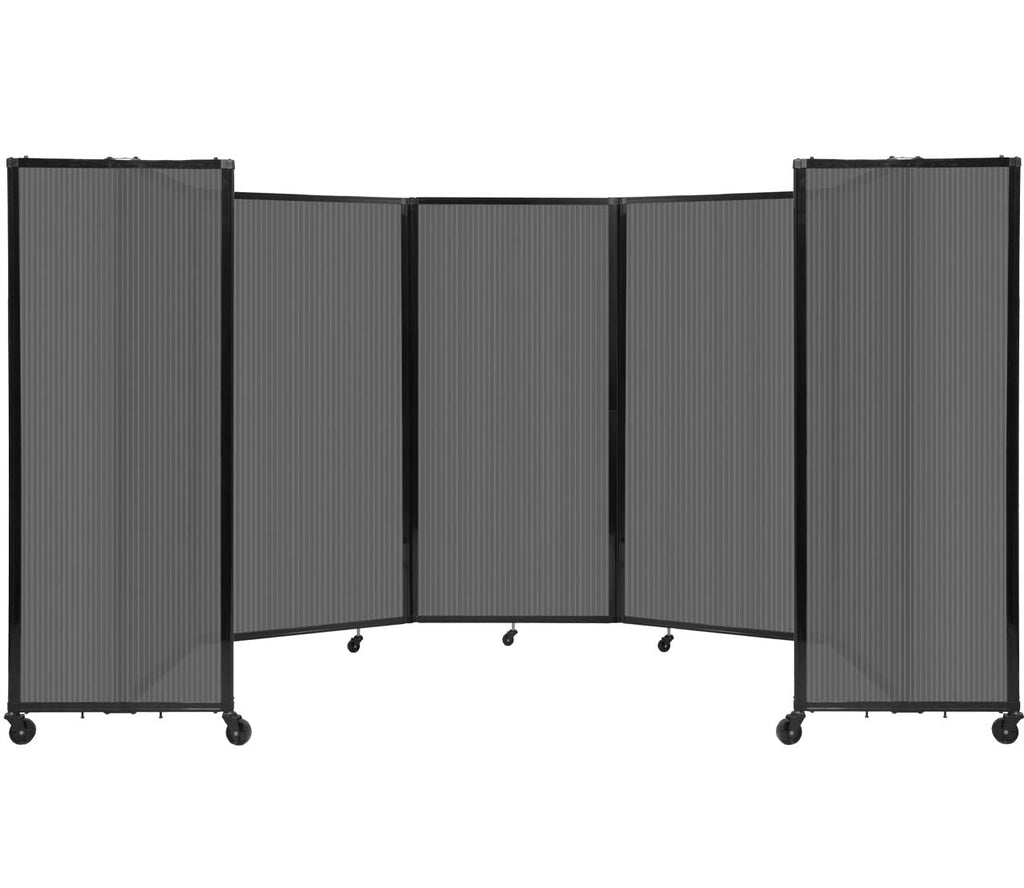 Versare Polycarbonate Room Divider 360 Portable Wall Partition | Freestanding Office Dividers | Locking Wheels | Privacy Screen Panels - 14' x 6' Dark Gray Thermoplastic Polymer