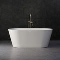 WOODBRIDGE 59" Acrylic Freestanding Bathtub Contemporary Soaking Tub with Brushed Nickel Overflow and Drain B0014B,White