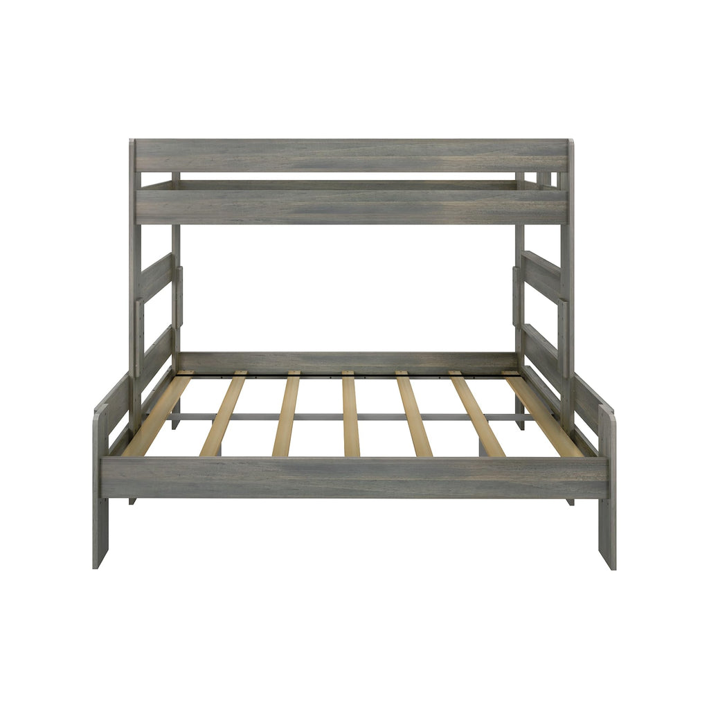 Max & Lily Bunk Bed, Twin XL-Over-Queen Bed Frame For Kids, Solid Wood for No Box Spring Needed, Driftwood