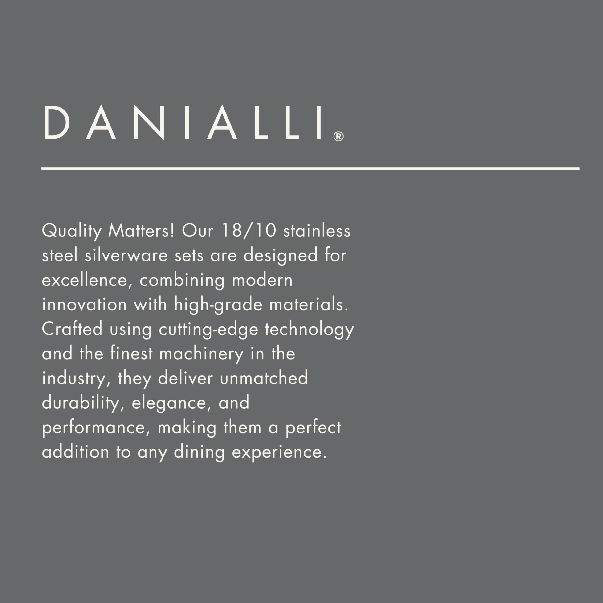 DANIALLI Hammered Silverware Set | Premium 18/10 Stainless Steel Flatware Service for 12 | Heavy-Duty & Dishwasher Safe | Built to Last (60-Piece, Fidenza Hammered)
