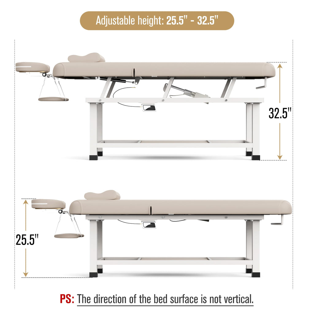 Dolonm 30 Wide x 75 Long Heavy Duty Electric Stationary Massage Table with Backrest Adjustable and Storage Space for Treatment/Medical Spa/Facial/Beauty/Massage Bed and More - Beige Gray