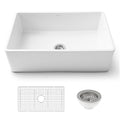 Ruvati 33 x 20 inch Fireclay Reversible Farmhouse Sink - Apron-Front Single Bowl Kitchen Sink - Resistant to High Temperatures - White - Made in ITALY - RVL2300WH