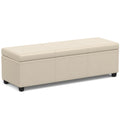 SIMPLIHOME Avalon Extra Large Storage Ottoman Bench - 54 inch Wide Upholstered Vegan Leather Rectangular Lift-Top Ottoman in Satin Cream, Contemporary Bench for Living Room with Hidden Storage