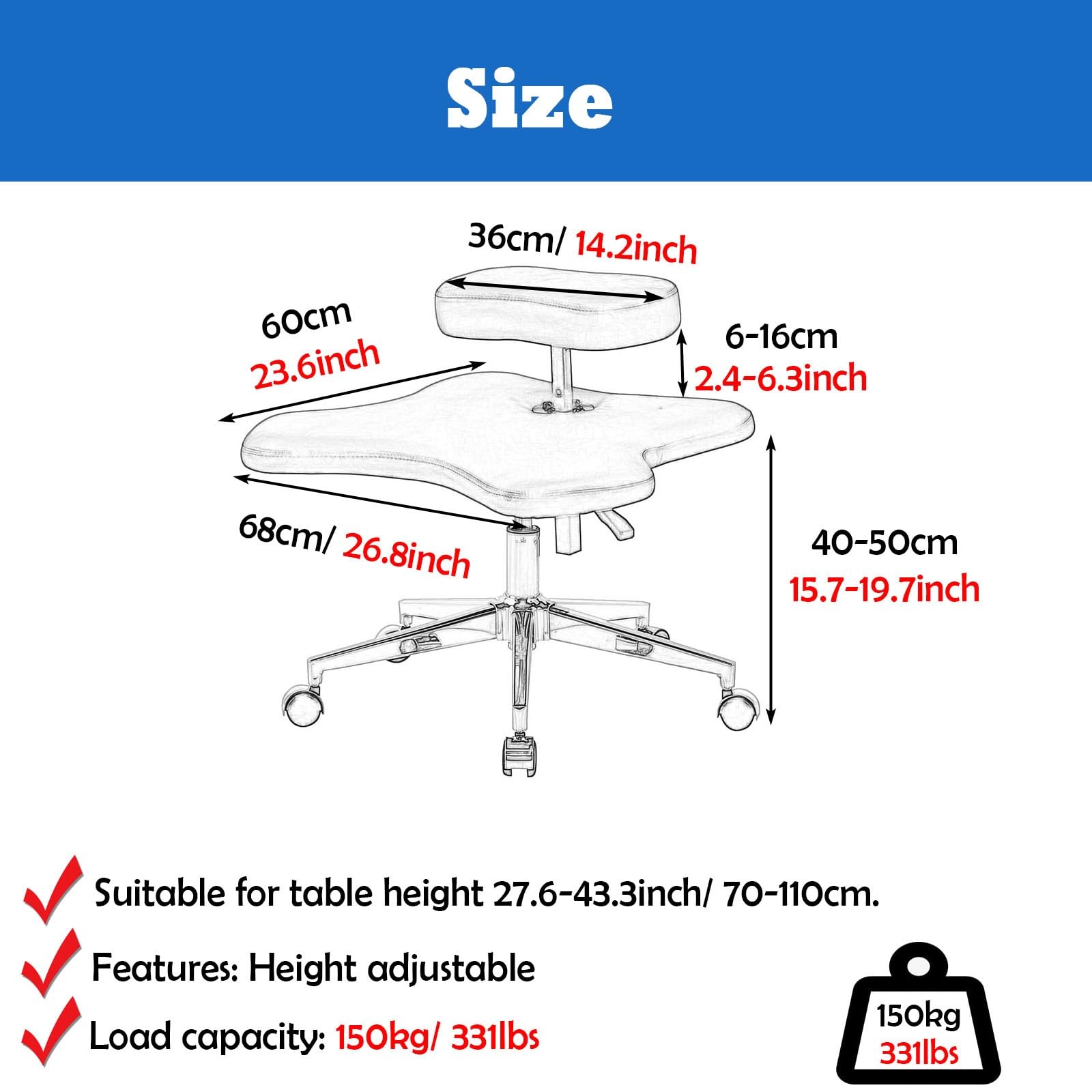 360° Rotatable Meditation Chair for Improve Posture, Cross Legged Kneeling Office Chair Game Stool with Wheels, Waterproof Ergonomic Cross Legged Chai,White-One Size