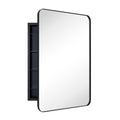 EGHOME Matt Black Rectangle Recessed Bathroom Medicine Cabinet with Mirror Stainless Steel Metal Framed Rounded Rectangular Bathroom Cabinet with Mirror 24x36''
