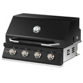 Hygrill STD Series 32-Inch Built In Grill for Natural Gas, Stainless Steel Outdoor Kitchen 4-Burner Grill Head, Black