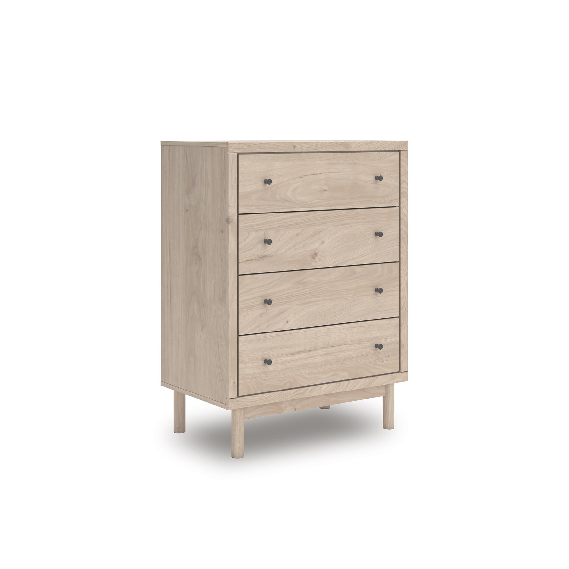Signature Design by Ashley Birkmore Mid-Century Modern 4-Drawer Chest with Easy Glide and Safety Stop for Bedroom, Light Brown