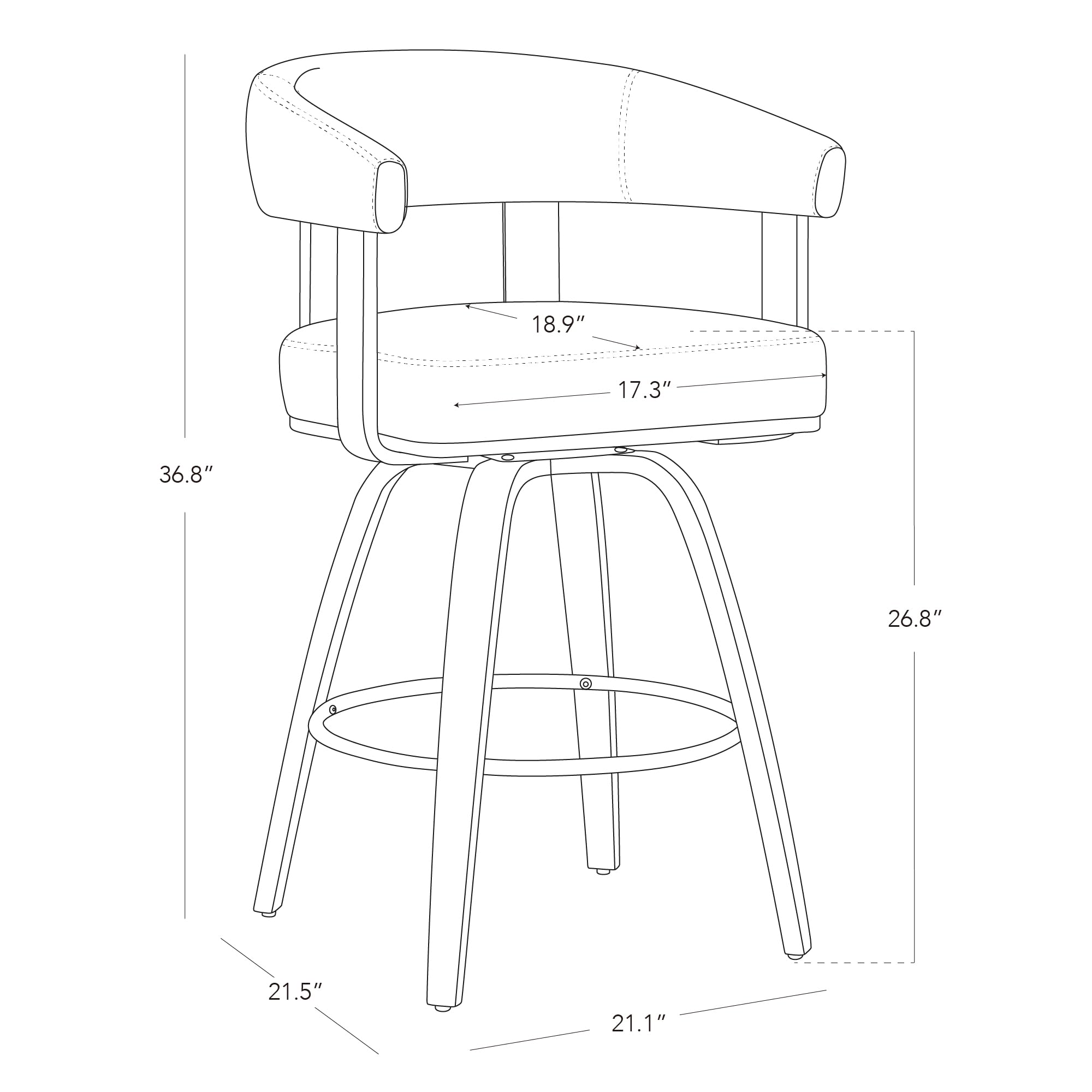 CHITA Swivel Counter Height Barstools Set of 2, FSC Certified Polyester Upholstered Bar Stools with Back and Armrest for Kitchen Island Home Bar, 27" Seat Height, Cream with Walnut Frame