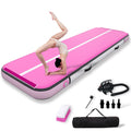 Inflatable Gymnastics Mat Tumble Track (8 Inches Thick) - 20ft Air Floor Training Mats for Home Use, Cheerleading, Water Fun & Camping - Includes 500W Electric Pump & Carbon Pattern Design, Pink