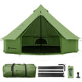 Canvas Bell Yurt Tent with Stove Jack, Waterproof Luxury 4 Season Tents for Family Outdoor Camping 100% Cotton Green Glamping Tents for Hunting, Partie, All Year Living (5M- 269 sq. ft yurt)
