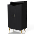 24/7 Shop at Home Ansel Mid-Century Modern 2-Door Storage Wood 32 in. Shoe Cabinet with Adjustable Shelves for Entryway, Hallway, Black