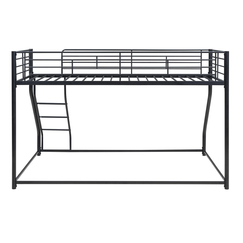 Merax Metal Floor Bunk Bed, Twin XL Over Queen, Black,82.4''L x 62.4''W x 53.7''H