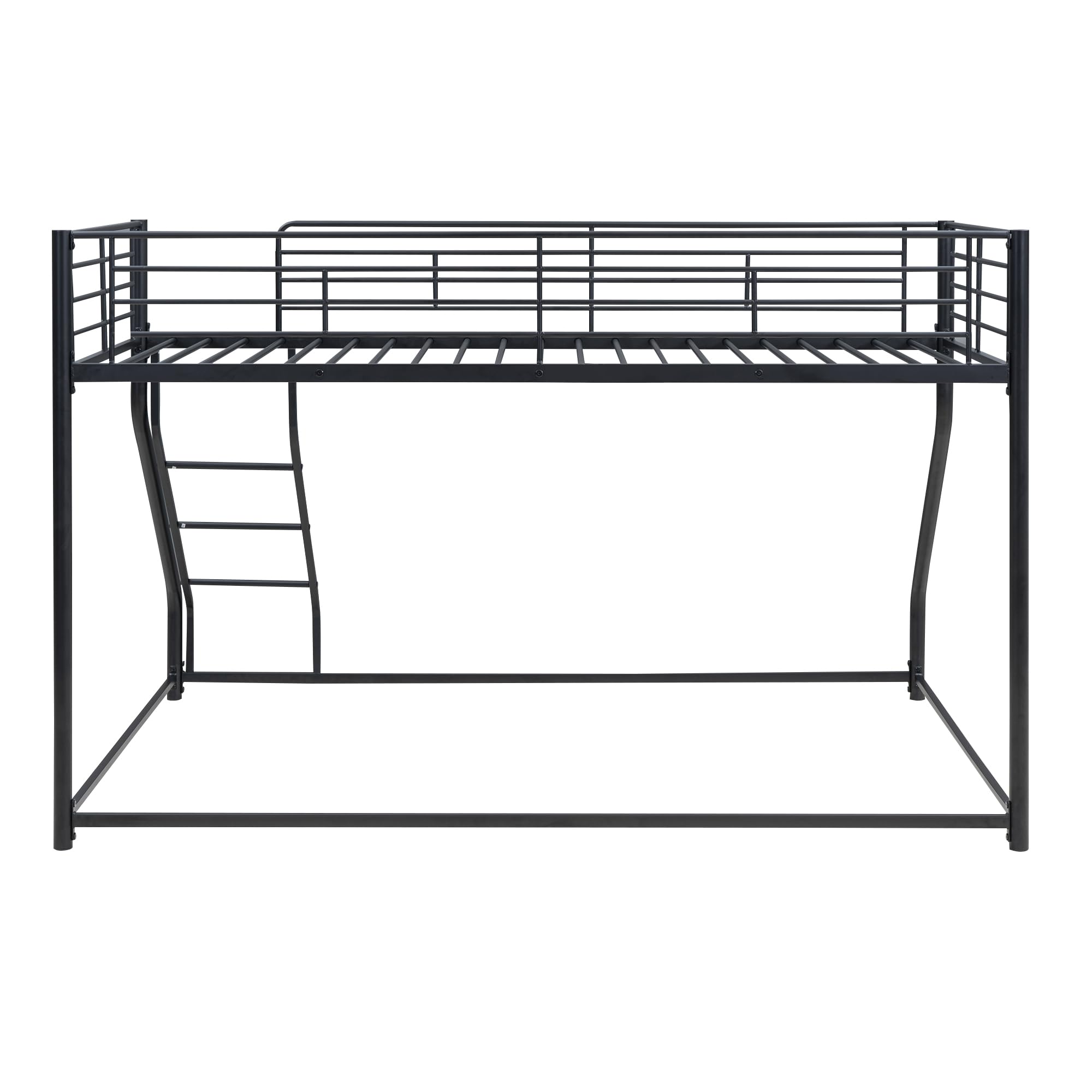 Merax Metal Floor Bunk Bed, Twin XL Over Queen, Black,82.4''L x 62.4''W x 53.7''H