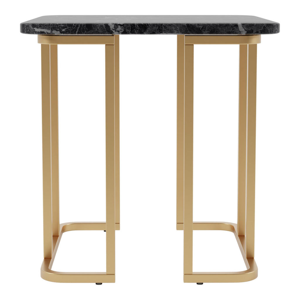 24/7 Shop at Home Scheben Modern Faux Marble Top 2-Piece Coffee Table Set with U-Shaped Metal Base for Living Room, Bedroom, Home Office, Gold Coating and Black