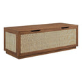 Modway Soma Rattan Storage Bench in Walnut – Faux Cane Flip-Top Low Profile Storage Ottoman for Bedroom, Entryway, or Living Room