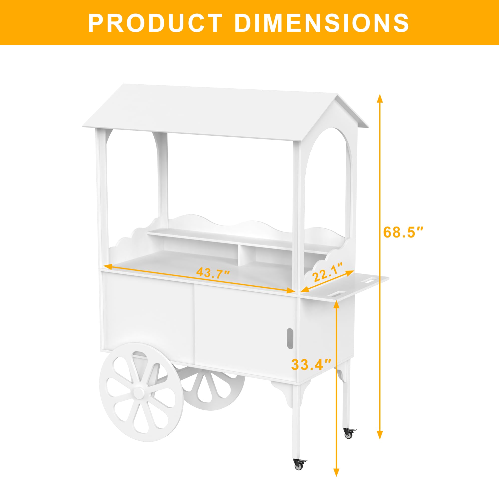 GDLF Candy Cart for Party - Cake Stand - Dessert Cart with Wheels & Storage Cabinet for Wedding, Baby Shower, Birthday & Party Decor