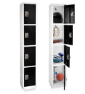 AdirOffice Large School Locker with 4 Doors 4 Hooks Storage Locker for Garage Storage - Office Storage Lockers (4 Door, Black)