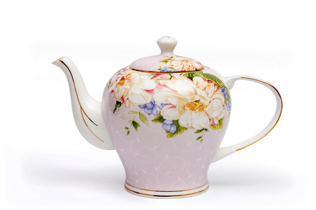 Parisian Spring Bloom Coffee & Tea Set Of 12 Pinkceramic,Floral,European,Elegant,Kitchen,gift box,gold,porcelain,Vintage,Dinnerware set,Plate set,salad plates,dishes,cups set,suger & milk pitcher