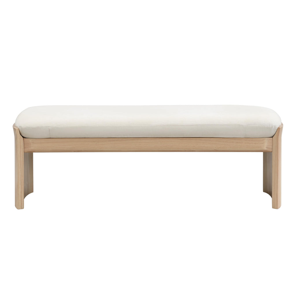 Christopher Knight Home Paxton Fabric Upholstered Ottoman Bench, Rectangular Foot Stools Ottoman, Entryway Wood Ottoman Footrest, Bedroom End of Bed Footstool,Living Room Sofa Extra Seat,Beige+Natural