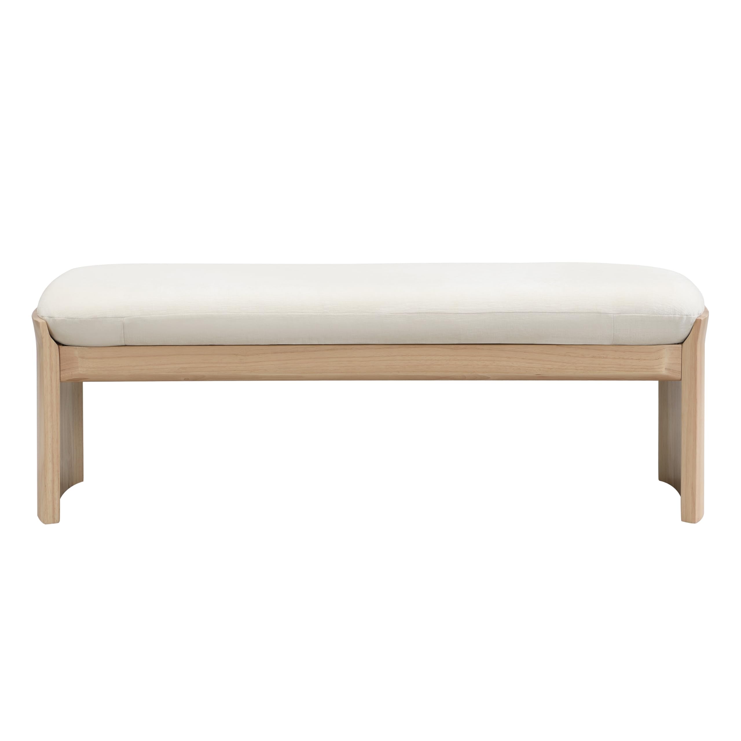 Christopher Knight Home Paxton Fabric Upholstered Ottoman Bench, Rectangular Foot Stools Ottoman, Entryway Wood Ottoman Footrest, Bedroom End of Bed Footstool,Living Room Sofa Extra Seat,Beige+Natural