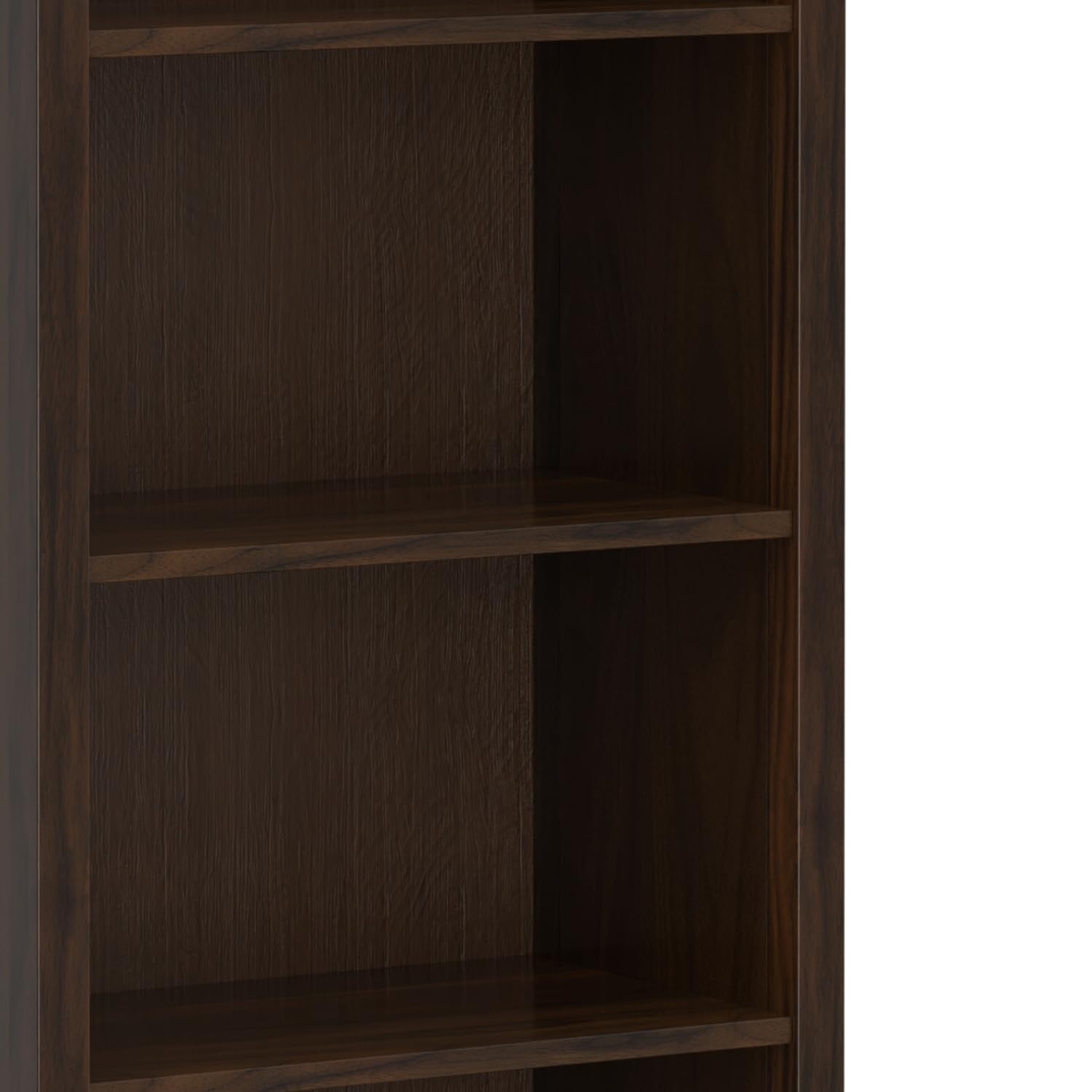 SIMPLIHOME Warm Shaker Bookcase - 72 inch Tall 5-Shelf Solid Wood Bookshelf in Tobacco Brown, Transitional Storage for Living Room, Study Room or Office with Adjustable Shelves and Tapered Legs
