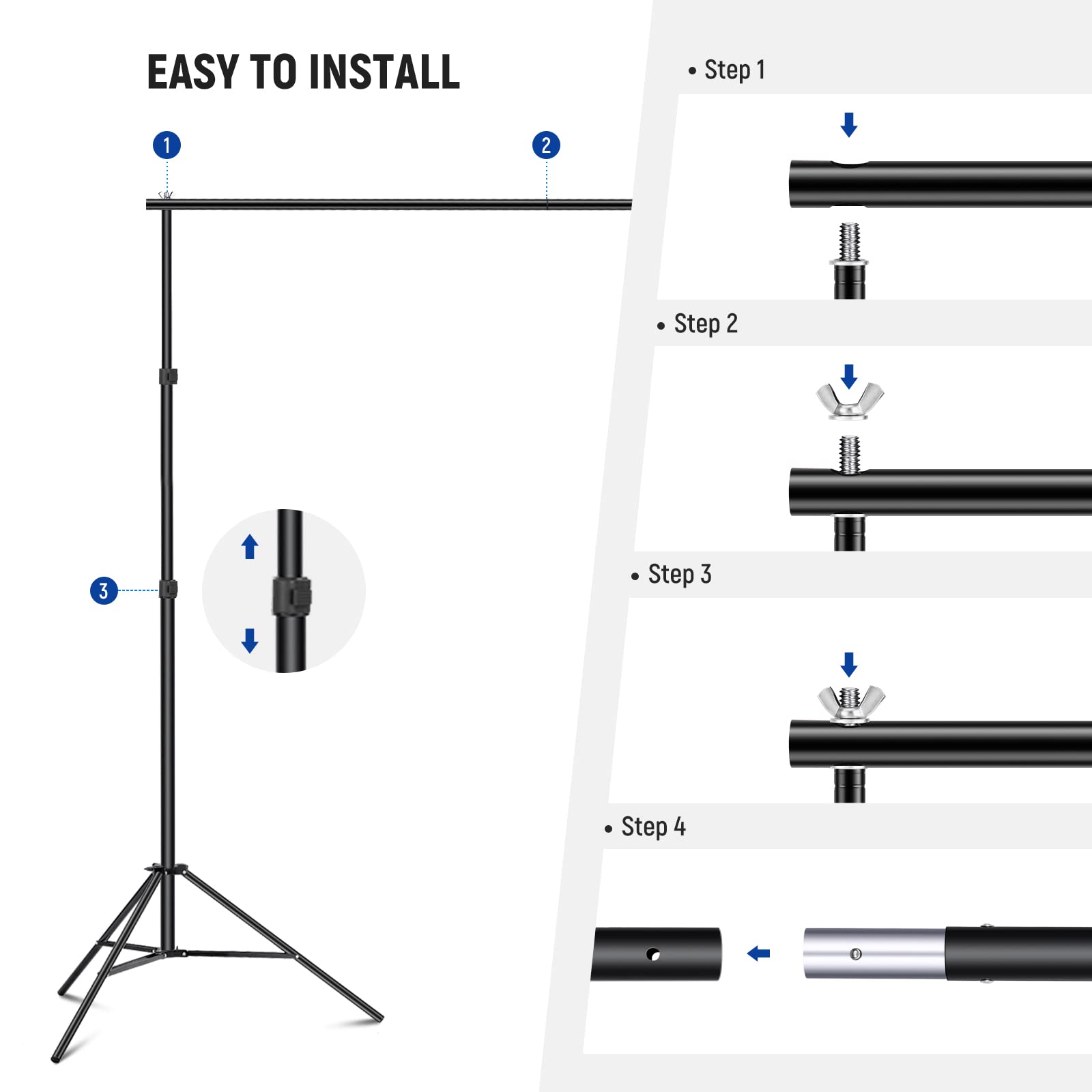 NEEWER Photo Studio Backdrop Support System + S102-400W PRO Flash Lighting Kit (2 Pack) with Light Stands, Bowens Mount Softboxes, 5 in 1 Reflector, Bag, Background Stand with Max Load 8.8lb/4kg