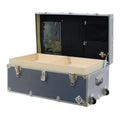 Rhino Trunk & Case Small Essential Trunk With Wheels, Tray, & Lid Organizer - 30"x17"x13", 1000+ lbs Capacity. Strong, USA Made Summer Camp Footlocker, and Secure College Dorm Storage Chest
