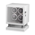 Watch Winder for 4 Watches with LED Backlight, LCD Display and Motor-Stop Option (White & Black)