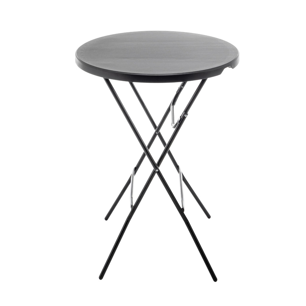 BTEXPERT Set of 5, Black 2.63 Foot Round Plastic Bar Height Folding Table Commercial Portable for Banquet Patio Backyard Dining Wedding Party Events Home Kitchen Indoor Outdoor, Thick Top Metal Frame