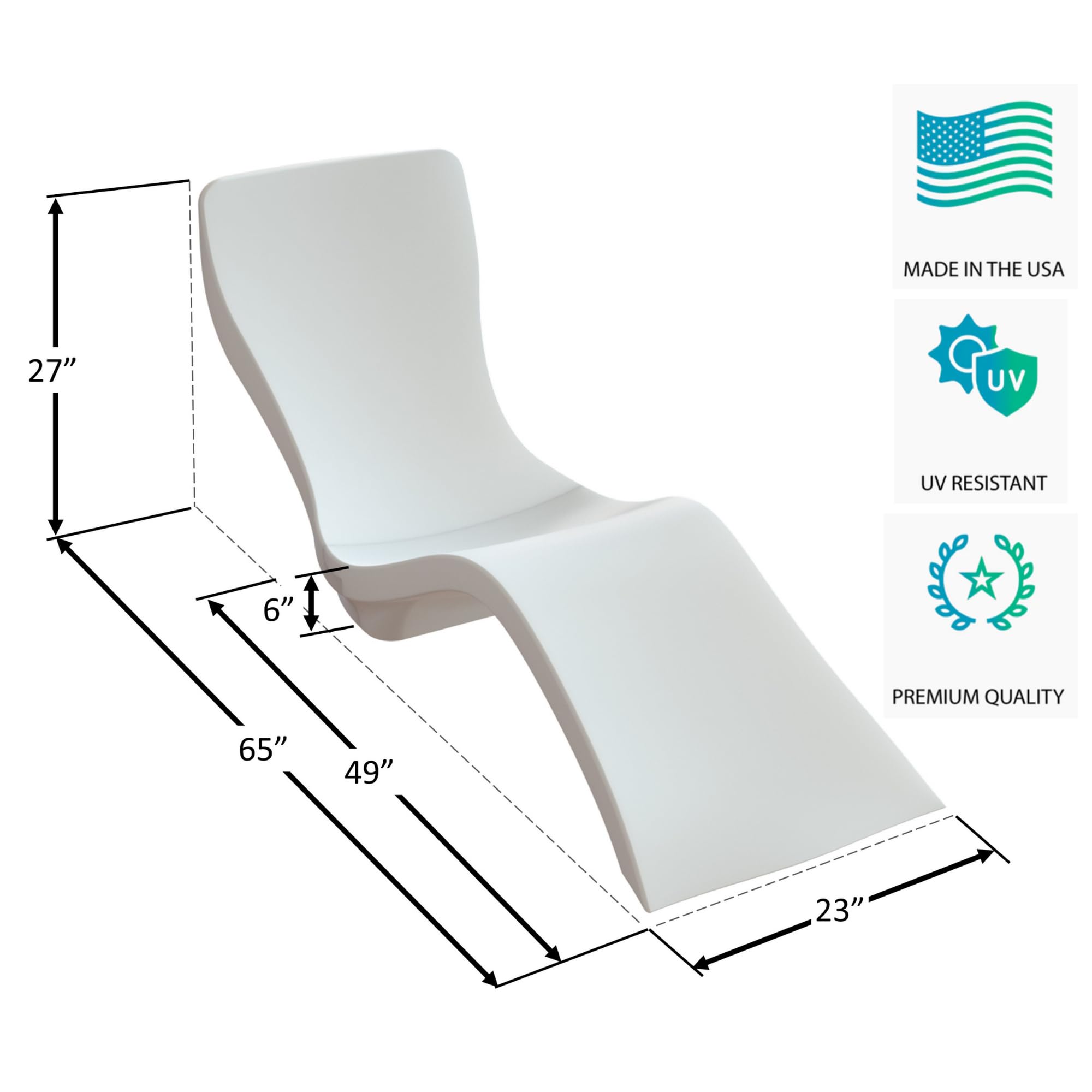 Las Olas Luxury Living Chaise Pool Lounger | Ultra-Comfortable Waterproof Pool & Patio Chase Lounge Chair for Outdoors | Up to 9" of Water, UV & Fade Resistant, Made in USA, Easy Tool-Free Assembly