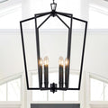 Vezzio 6-Light Black Chandelier for Entryway Foyer, D25 Inch Modern Farmhouse Industrial Pendant Light Fixture Adjustable Chain Dimmable for High Ceiling Dining Room Kitchen Island Hallway Stairway