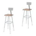 OEF Furnishings OEF6330HB/2 Premium Commercial-Grade All-Purpose Square Stool with Backrest (Height-Adjustable, 30–38 inch Range, Gray Frame, Masonite Wood Seat, 2-Pack)