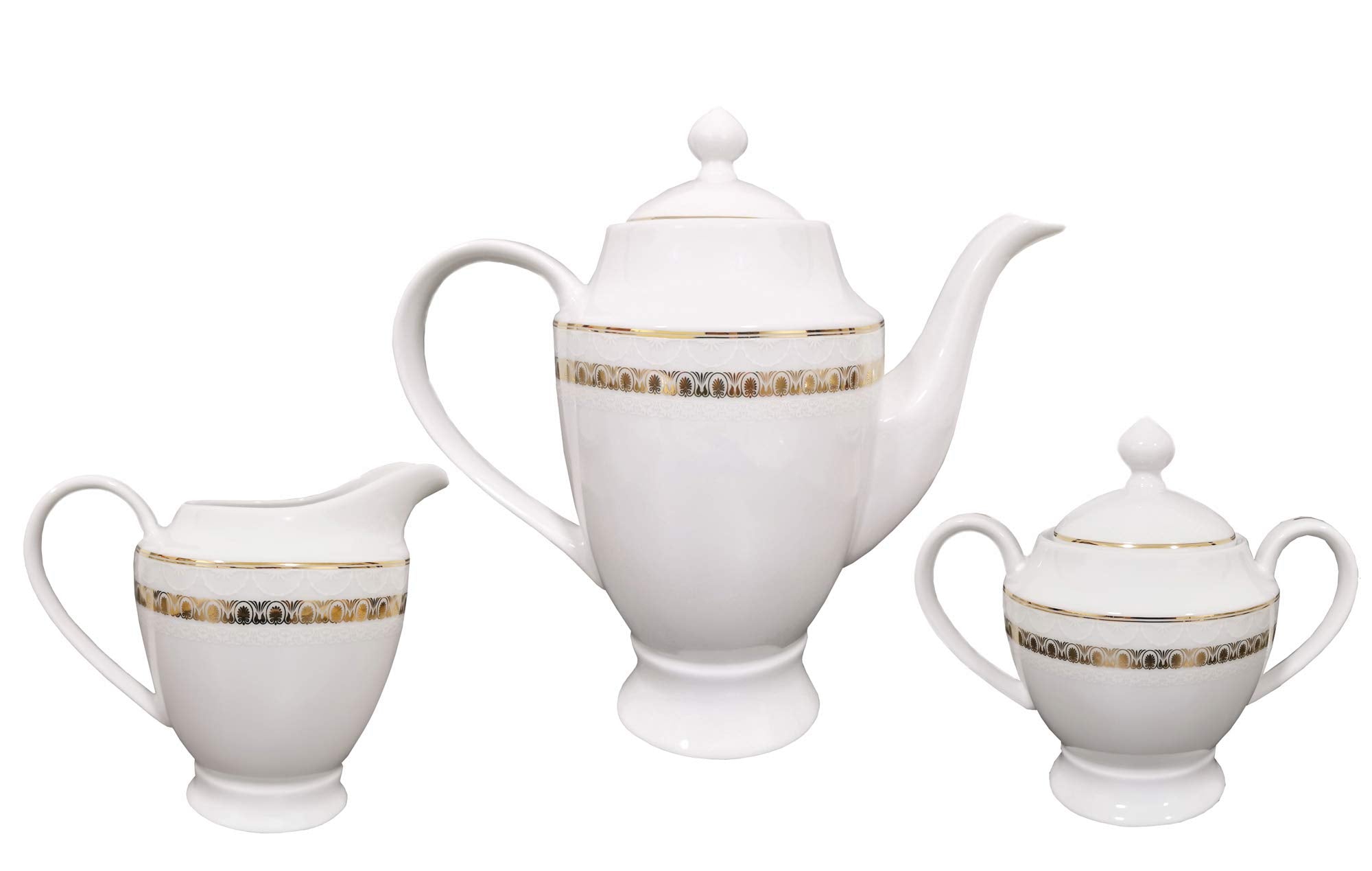 Stylish and Elegant 57 Pieces Bone China Dinnerware Set Service for 8 People - Gold