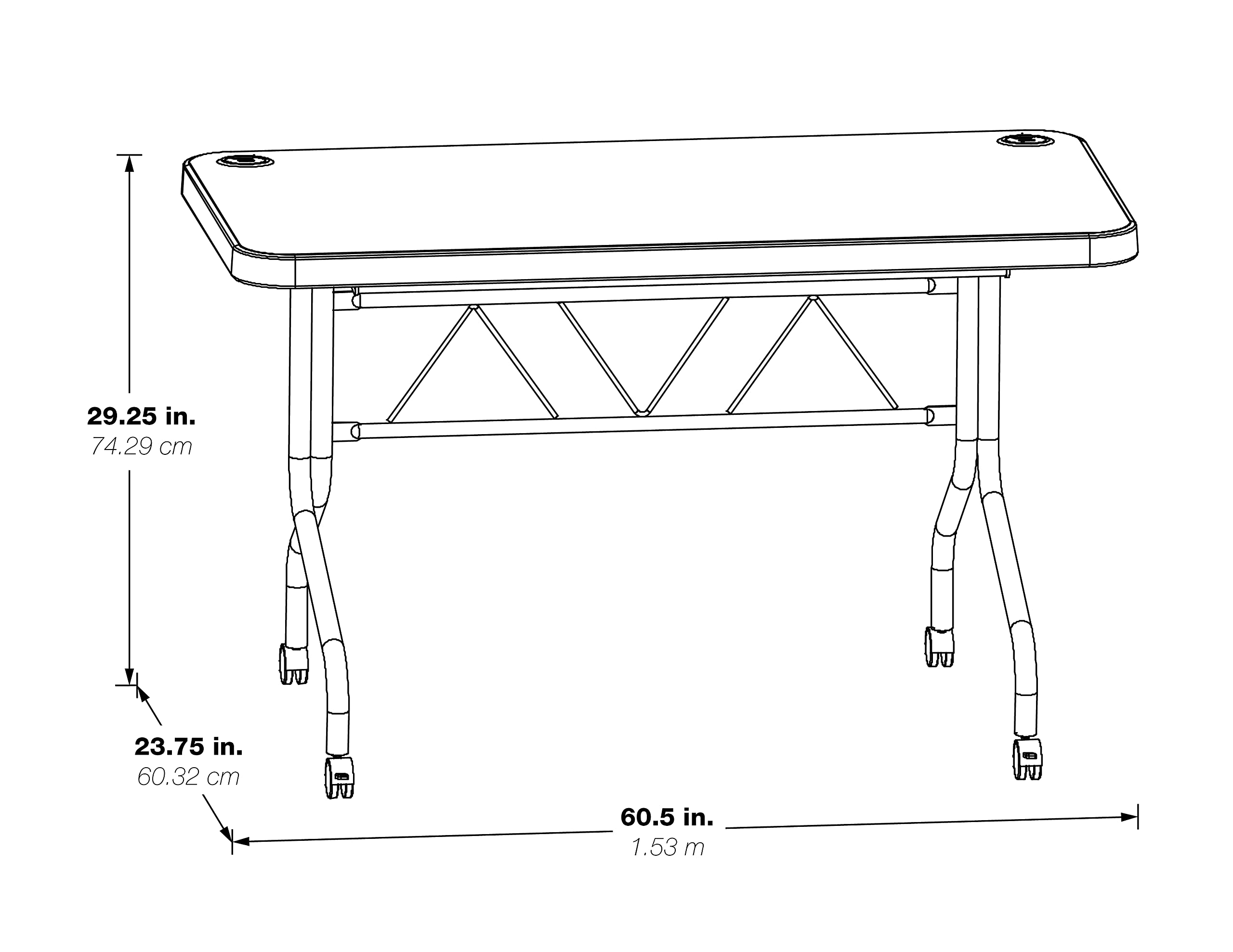 Office Star Resin Multipurpose Flip Training Table with Locking Casters for Home and Office, 5 Feet