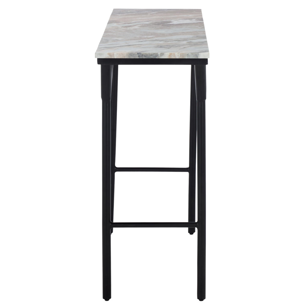 SAFAVIEH Home Collection - Frederick Console Table, Brown & Grey Marble Top with Black Metal Legs (CNS3707A)