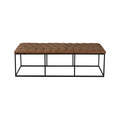 Homepop Home Decor | Large Upholstered Bench | Bench Ottoman with Storage for Living Room & Bedroom | Decorative Home Furniture (Light Brown PU Leather)