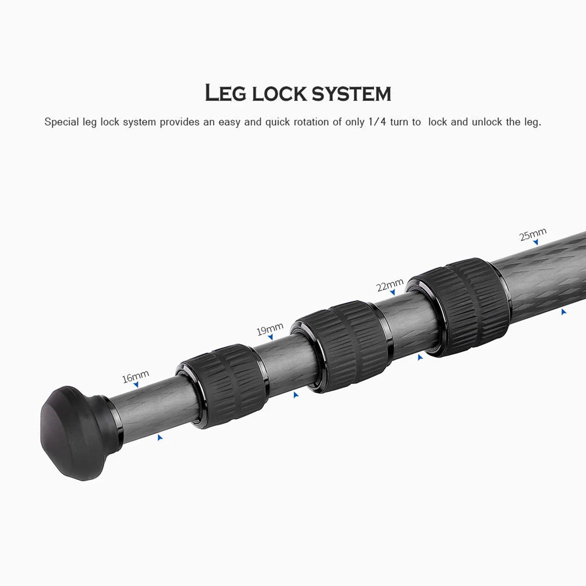 Leofoto 47" Lightweight Carbon Fiber Travel Tripod, Professional Compact Tripod for Camera DSLR Video, Max Load 18Lbs/8KG (LS-254CX)
