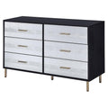 Acme Furniture 6 Drawers Wooden Dresser, Black, Silver and Gold