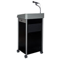 OEF Furnishings CoreSound Media Series Floor-Standing Mobile Lectern (No Microphone, AC Powered, Charcoal Finish)