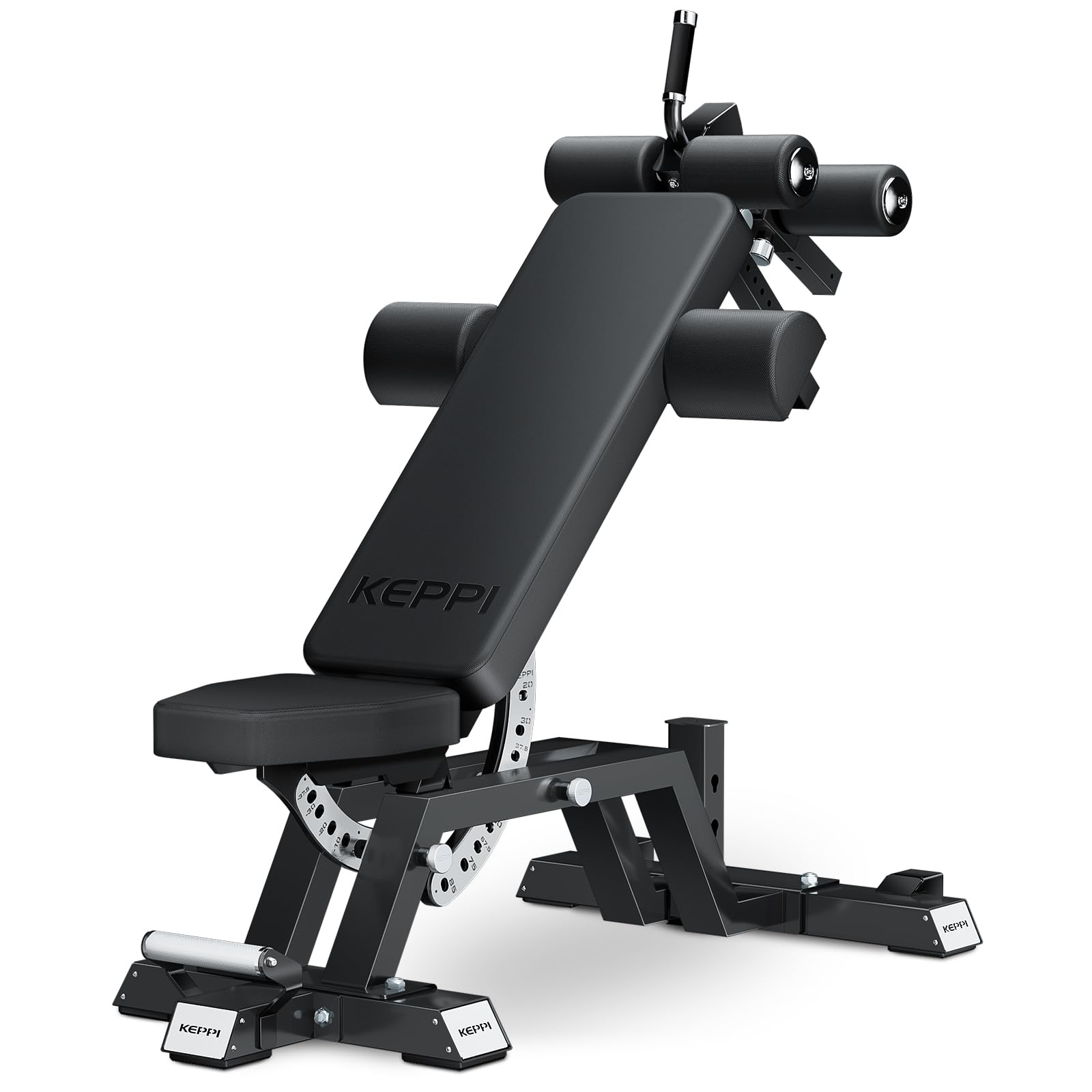KeppiFitness Weight Bench, 1500LBS Capacity Workout Bench, 17” Bench Press Height, 11+8 Adjustable Weight Bench with Flat/Incline/Decline Angle and On-end Storage - Bench6000 (2026 Version Black Frame)