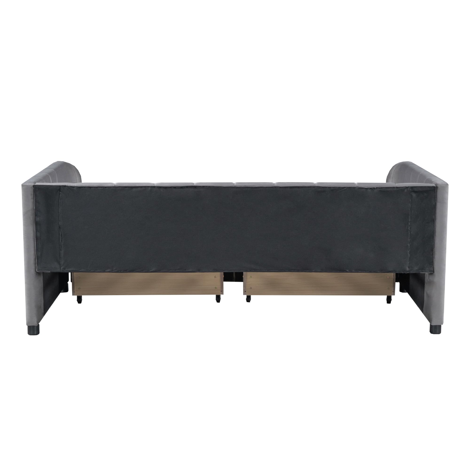 Bellemave Twin Size Daybed with 2 Storage Drawers & Upholstered Ergonomic Design Backrest,Velvet Day Bed Wood Slats, Modern Space Saving Sofabed for Bedroom,Living Room, Easy Assembly (Gary)