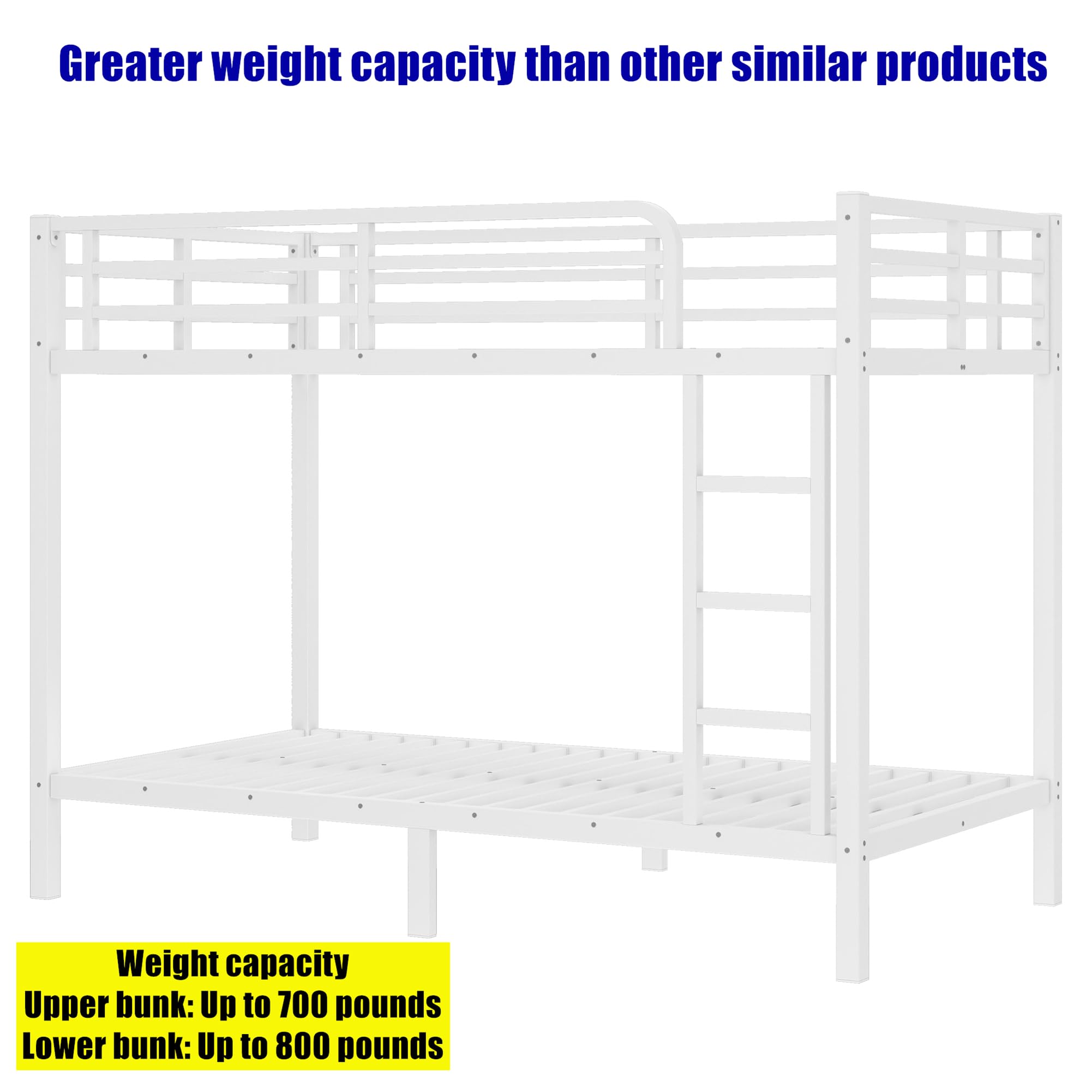 LUCALEO Stronger & Safer Heavy Duty Steel Twin XL Over Twin XL Size Bunk Bed Frame, Thickened More Stable Metal Bunkbeds (Easier to Assemble) (Twin XL,White)