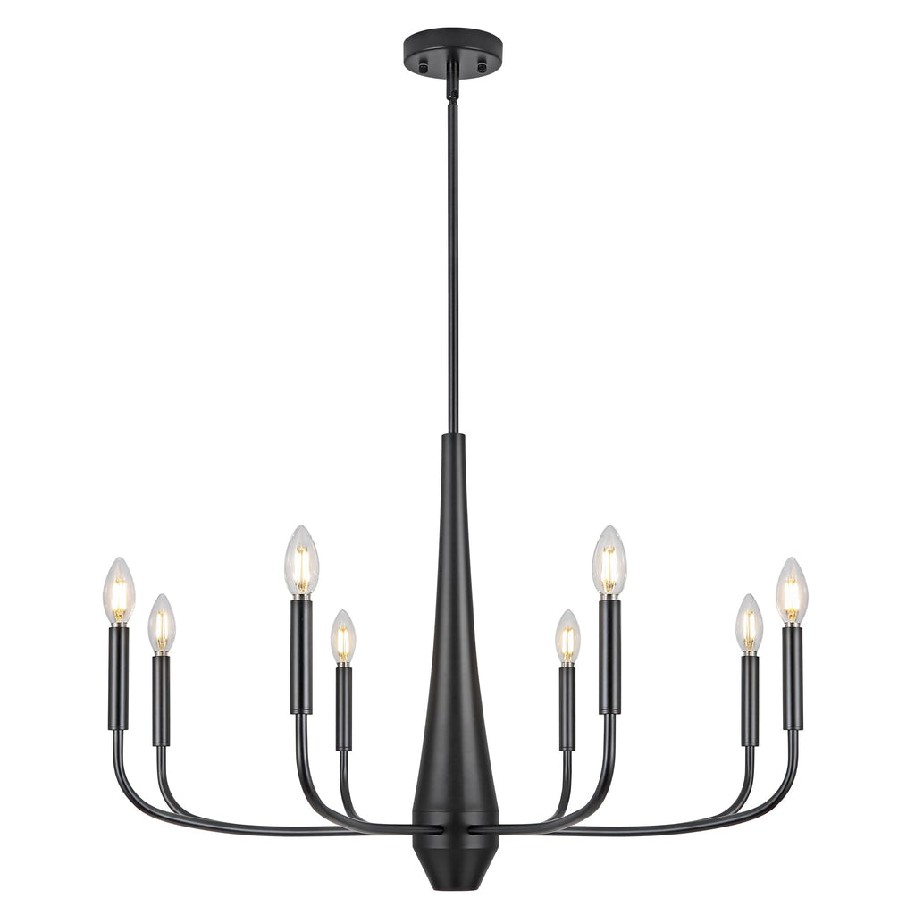 ACNKTZ 8-Light Large Black Chandeliers for Dining Room Light Fixture Hanging, Modern Farmhouse Candle Chandelier, Industrial Metal Pendant Lights Kitchen Island, Living Room Foyer Bedroom Stairway