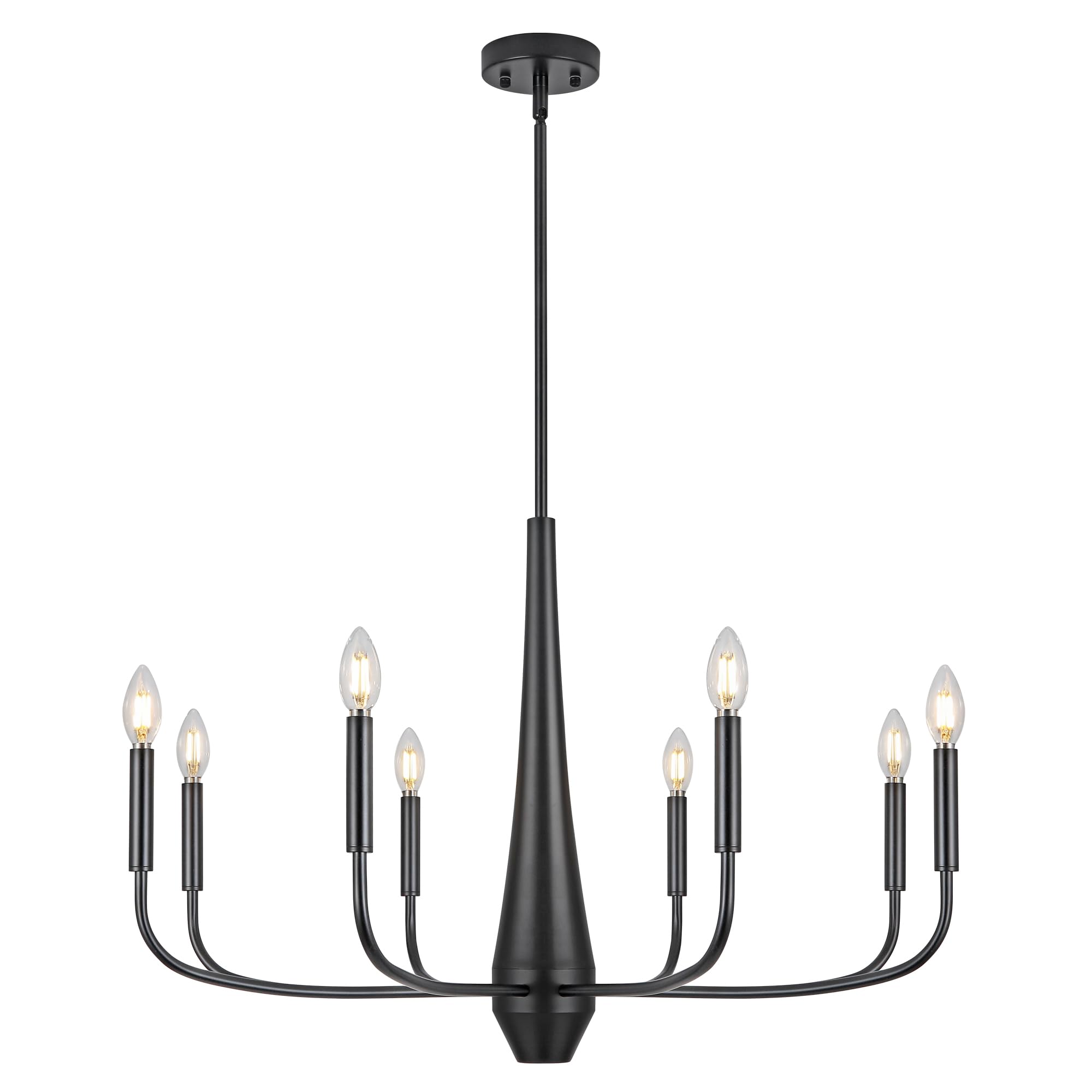 ACNKTZ 8-Light Large Black Chandeliers for Dining Room Light Fixture Hanging, Modern Farmhouse Candle Chandelier, Industrial Metal Pendant Lights Kitchen Island, Living Room Foyer Bedroom Stairway