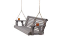 Amish Casual Heavy Duty 700 Lb Capacity Porch Swing with Cup Holders (4 Foot, Semi-Solid Grey Stain) – Wooden Outdoor Roll Back Swing with Hanging Chains – Amish Made in the USA