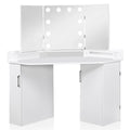 Furniture of America Sebastian Glam Solid Wood Vanity Set, Include Multiple Drawers Table and Mirror with 10 Bulbs for Bedroom, Dressing Room, Bathroom, Guest Room, White