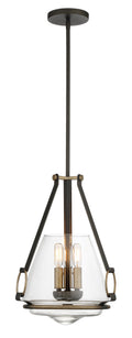 Minka Lavery 3903-107 Eden Valley Convertible Pendant to Semi-Flush, 3-Light, 180 Total Watts, 12.38-in H x 18.13-in W, Smoked Iron with Aged Gold