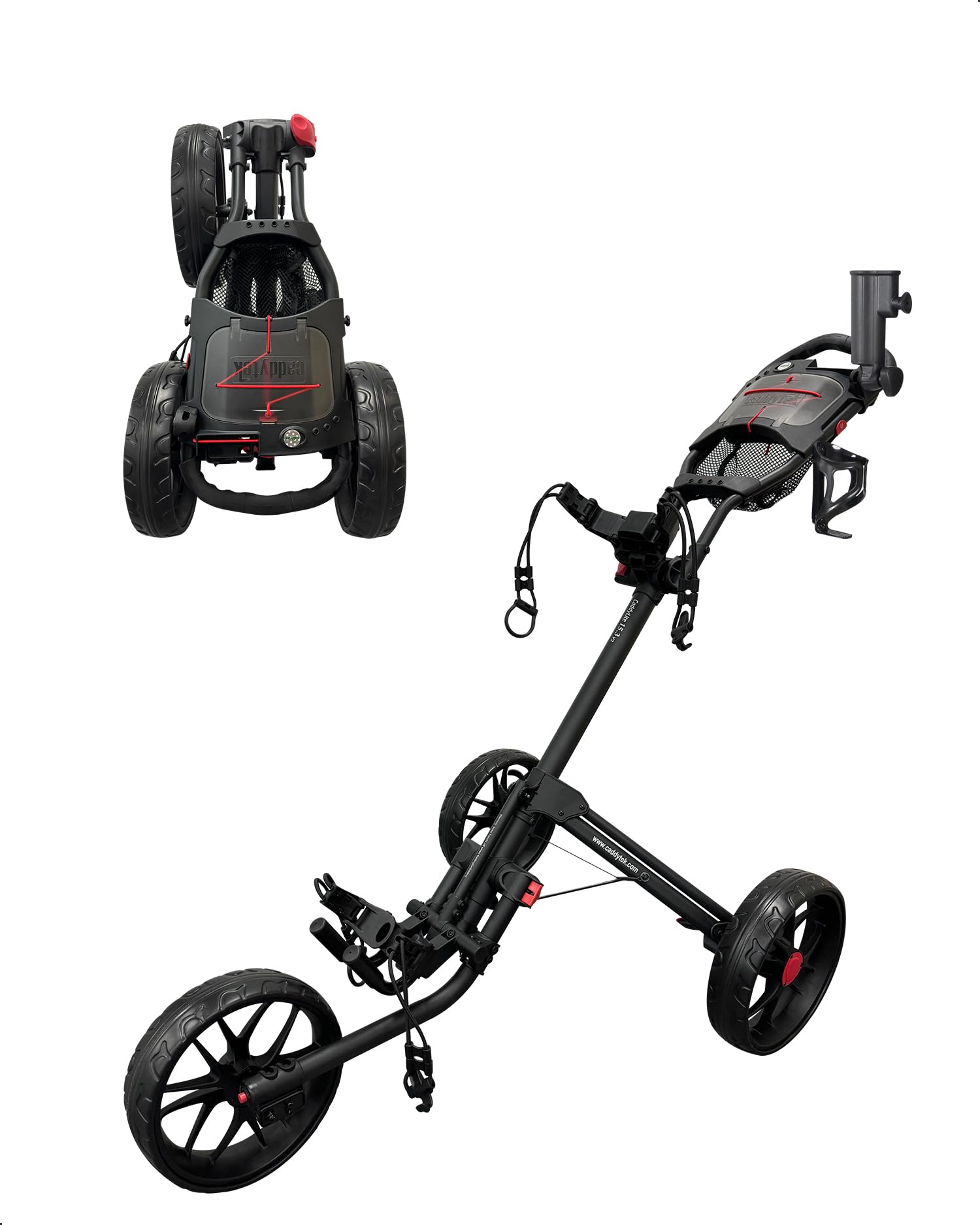 Caddytek CaddyLite 15.3 V2 Golf Push Cart - Lightweight Foldable Aluminum Cart with EVA Wheels, Foot Brake, Adjustable Handle, Umbrella Holder, Drink Holder, Scorecard Holder