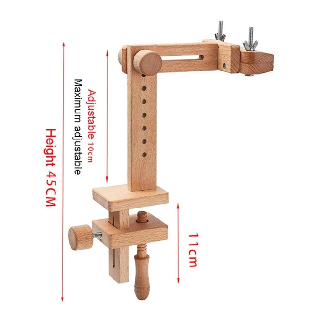 Embroidery Hoop Stand Clip Holder, Wooden Rotatable Adjustable Embroidery Frame Stand Set, with Desktop Clip and 8 Inch Embroidery Hoops, for DIY Craft Thread Sewing